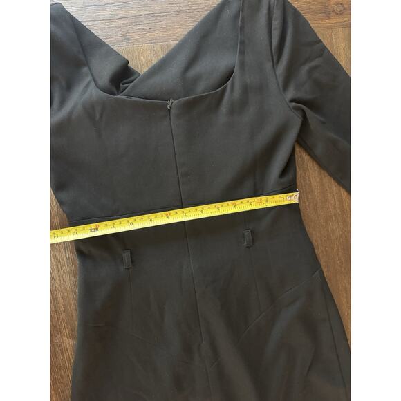 Black Halo 3/4 Sleeve Jackie in Black Stretch Gabardine Belted Sheath Dress 4 - Picture 14 of 15